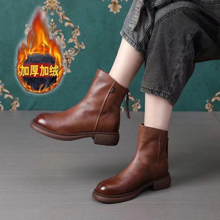 

Узкие ботинки, короткие ботинки, осень и зима, новые ботинки Мартина, женские, повседневные, универсальные, ретро, короткие ботинки, задняя молния, кожаные ботинки 40