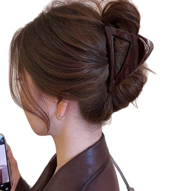 Čokoládově hnědá luxusní spona do vlasů drápek žraločí spona pro ženy - 2025 nová vlasová ozdoba