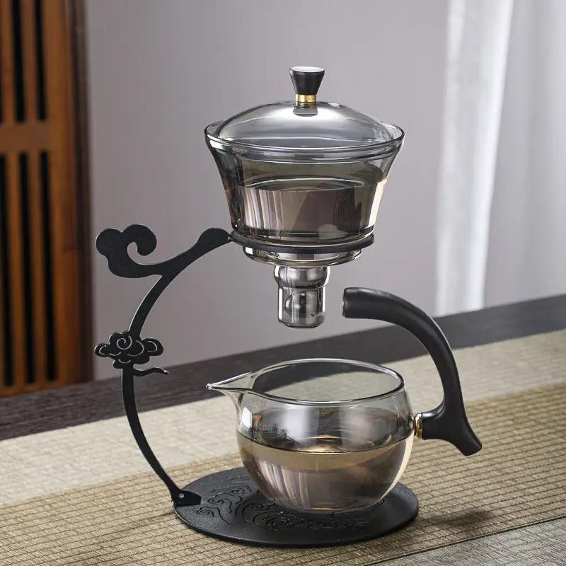 Kung Fu Glass Tea Set Semi Automatic Drip With Infuser  Anti-scalding Magnetic Switch  Teapot Glassware