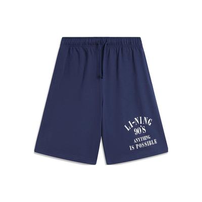 Li Ning Sports Fashion Series Lace-Up Printed Letter Loose Casual Shorts Men Shorts Deep-Navy AKSU625-4