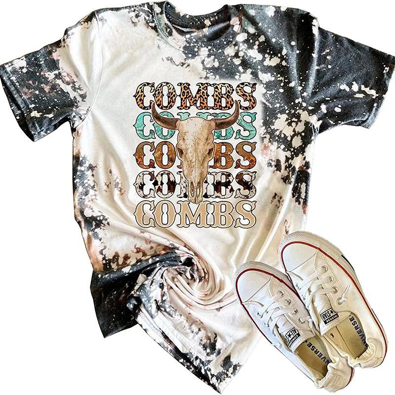 Nové dámské volné tričko s kulatým výstřihem a krátkým rukávem s 3D potiskem hlavy krávy