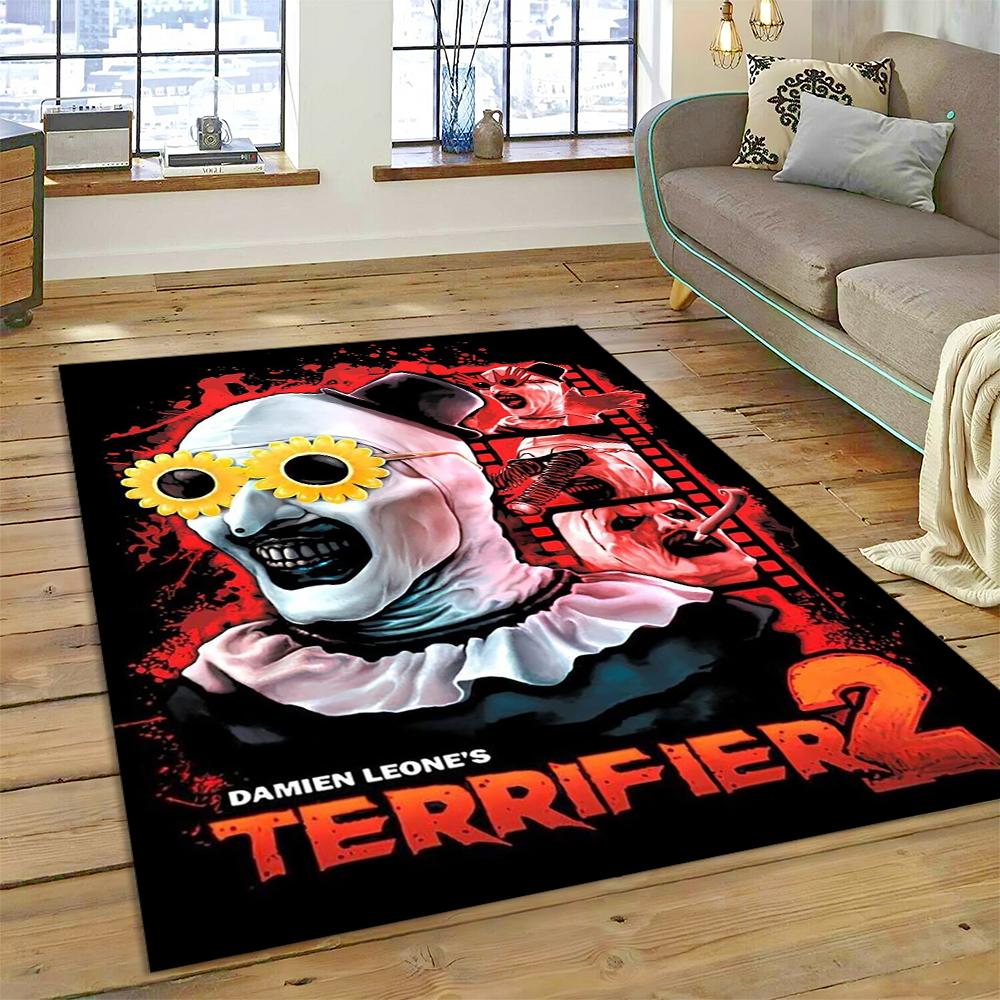 3D Terrifier 3 Horror Clown Movie Cartoon Carpet Rug for Bedroom Living Room Home Sofa Decoration,kids Play Decor Floor Mat Gift
