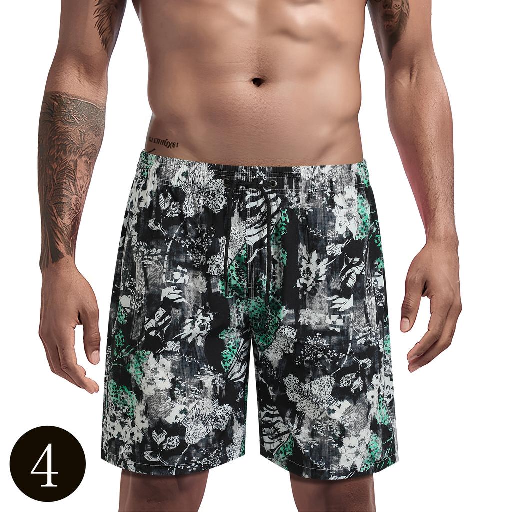 Men's casual shorts, men's shorts 2025 model, featuring tree branch and leaf patterns