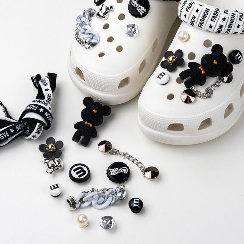 Cute Resin Starfish & Shell Croc Shoe Buckles with High-End Flower Accessories