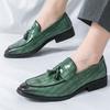 Fashion British Luxury New Designer Alligator Pattern Tassels Formal Shoes For Men Dress Wedding Prom Homecoming Zapatillas Hombre