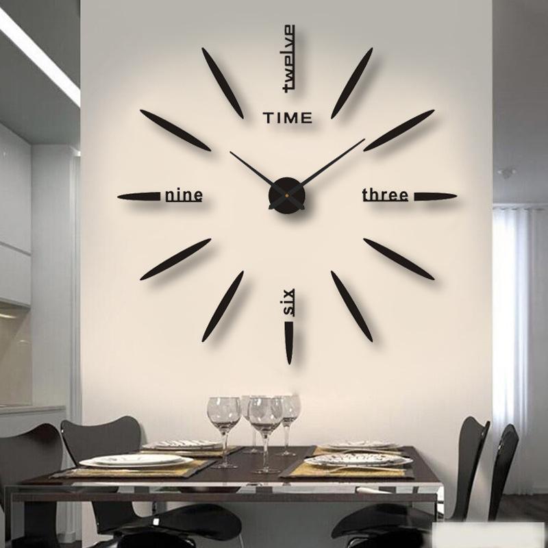 Creative DIY Wall Clock with No Punching, Large 3D Acrylic Clock, Simple Bedroom Silent Clock