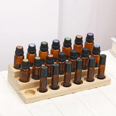 18 Slots Natural Wood Essential Oil Display Stands Holder Rack Storage Organizer Perfume Aromatherapy Nail Polish Storage Tray
