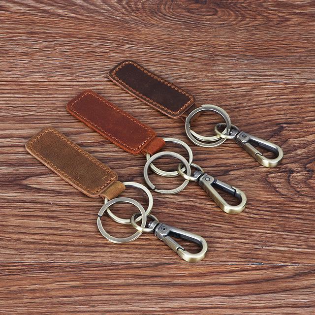 Crazy Horse Leather Cowhide Keychain - Creative Advertising Gift Promotional Hardware Keyring