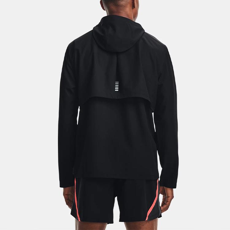 Under Armour Solid Color Running Hooded Jacket Men Outerwear Black 1365620-001