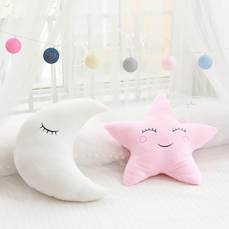 Shy Sky Plush Throw Pillow Stuffed Pink Grey White Cloud Moon Star Water Drop Soft Cushion Sofa Chair Decoration Present