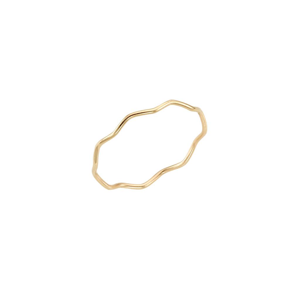 Lloyd Daily Basic Geometric Thin Ring Wavy Ring 5K Gold Layered Ring Lrs25003H