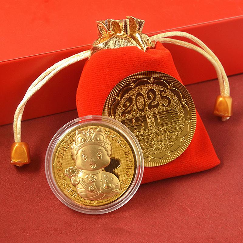 2025 Jahr der Schlange Glücksgoldmünze Gedenkmünzen Chinesisches Sternzeichen Abzeichen Sammlerstücke Gedenkmünzen