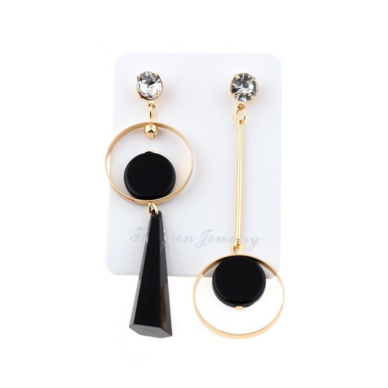 Black Asymmetrical Geometric Hanging Long Earrings For Women Statement Earrings Drop Boucle Oreille Femme Fashion Jewelry Gift