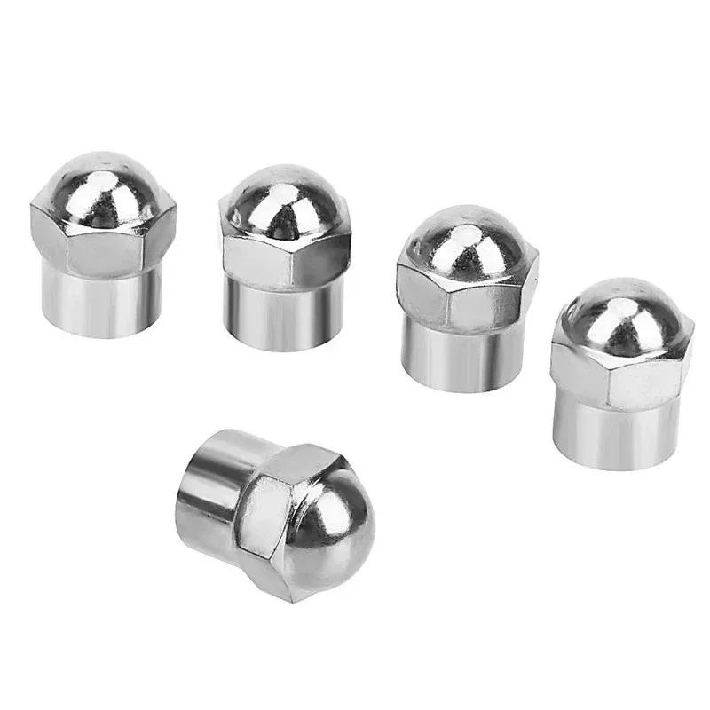 Car Tire Valve Caps 10/50pcs Round Head Chrome Plating Dust Proof Covers Cars Motorcycles Bike Tyre Styling Valve Cap Decoration