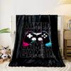 A Colorful Game Controller Over Repeated "GAMER" Text On a Dark Background. for All Seasons Blanket Lunch Break Throw Gift