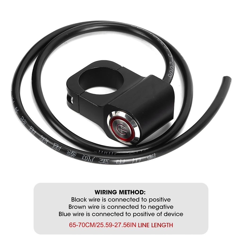 12V 25mm 0.98in Waterproof Stainless Steel LED Spotlights Handlebar Switch for Motorcycle ATVs Black