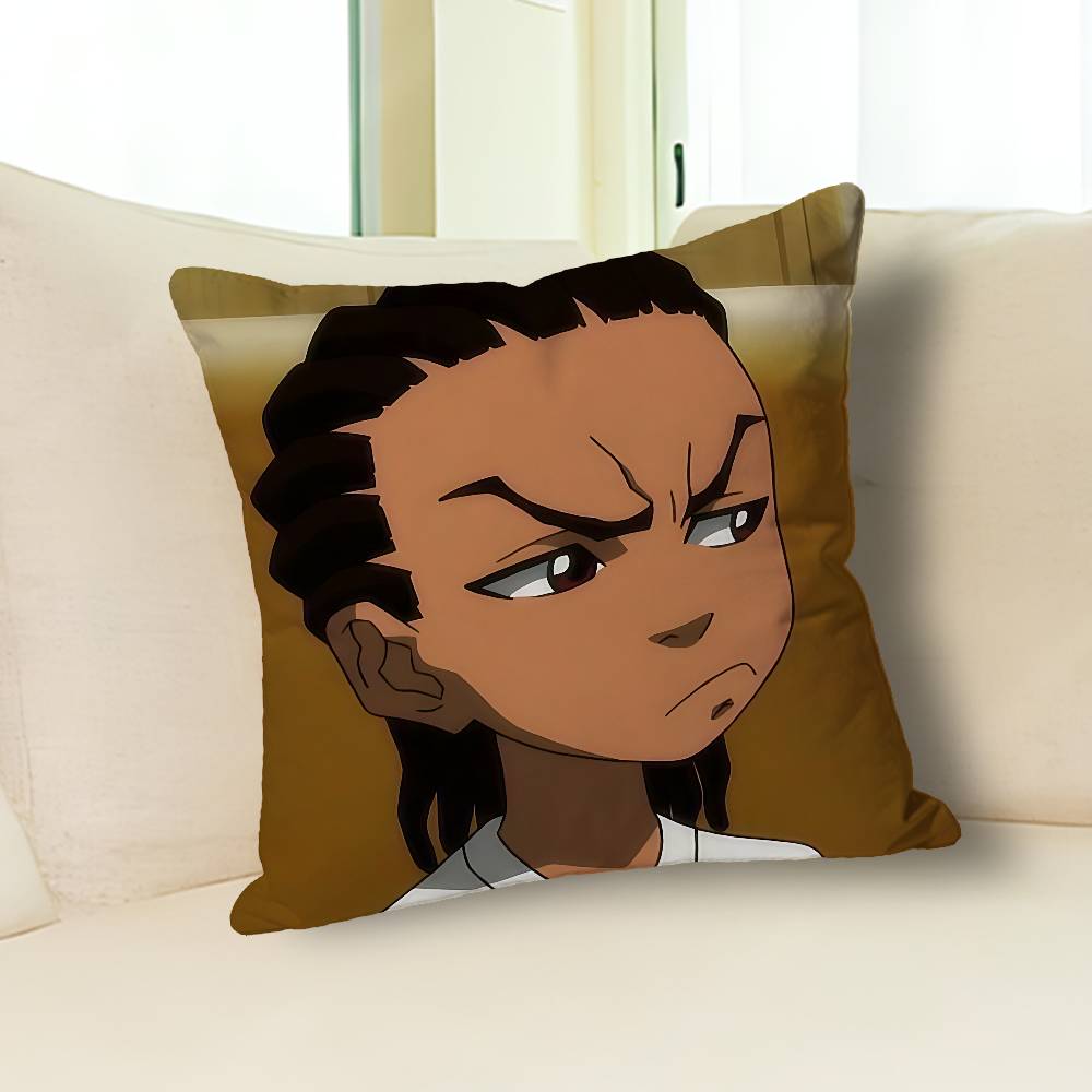 H-Huey-Freeman B-Boondocks Pillow Cases for Bedroom Living Room Sofa Home Decor Polyester Cushion Cover with Zipper