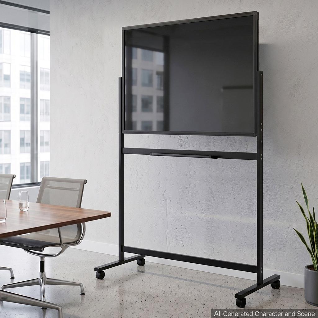 VEVOR Glazen Whiteboard 888x583mm Magnetisch Whiteboard met Standaard Zwart, Randloos, Mobiel met Standaard en Wielen, Inclusief Markers