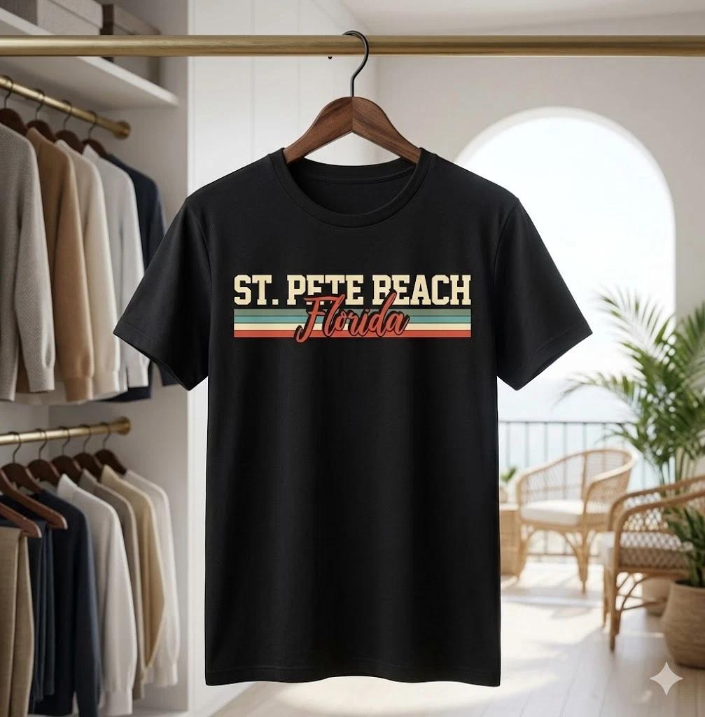 Unisex Adult Vintage St Pete Beach Florida Retro Vintage T-Shirt Tr... S