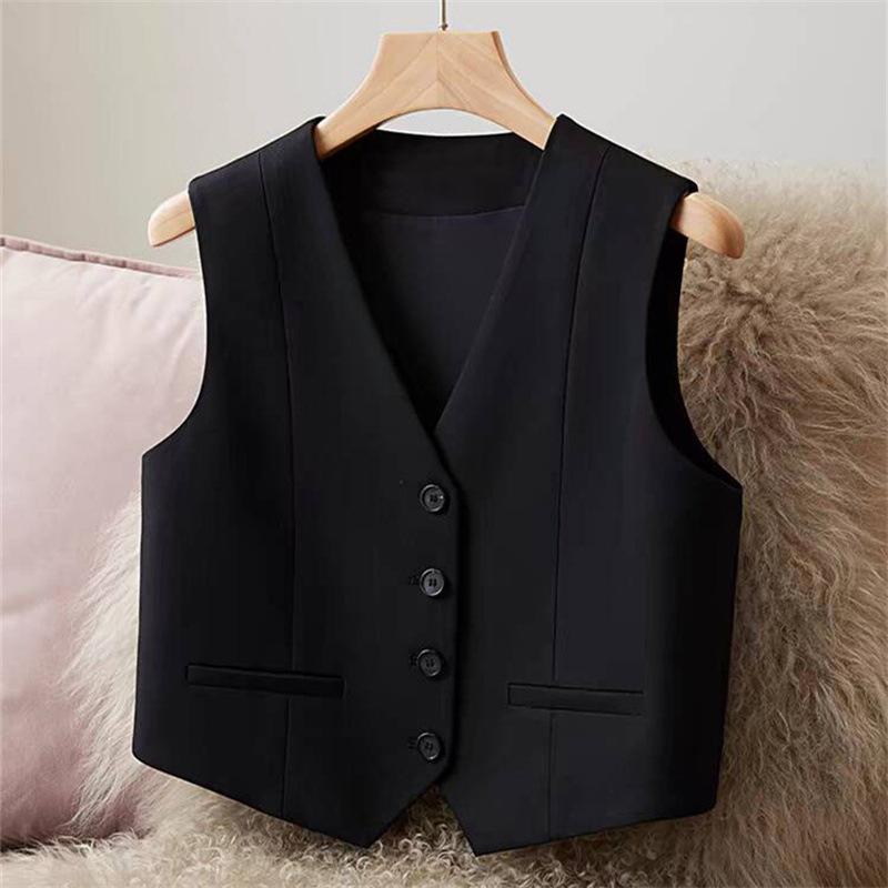 Gilet Estivo da Donna in Stile Francese: Un Gilet Corto da Esterno per il Pendolarismo e per Vestirsi a Strati