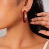 18K Real Gold Electroplated Retro Flocking Geometric Hollow Earrings Autumn and Winter Simple Earrings
