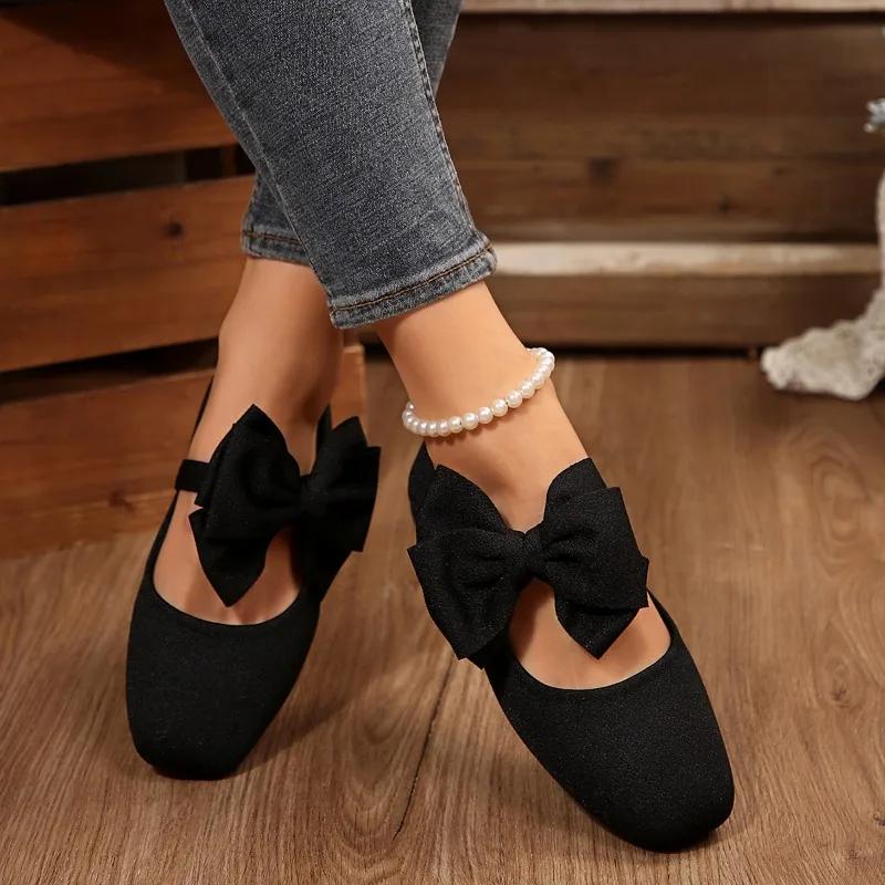Fashion Square Toe Ballet Flats Women Buckle Casual Loafers Sweet Bow Comfortable Women's Shoes Autumn Leisure Leopard Women Flat Shoes