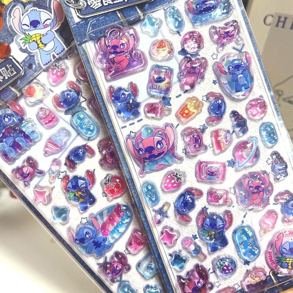 Cute Cartoon Disney Stitch 3D Resin Stickers Anime Themed DIY Scrapbooking Decoration Gifts Collectible Kids Toys Birthday Gift