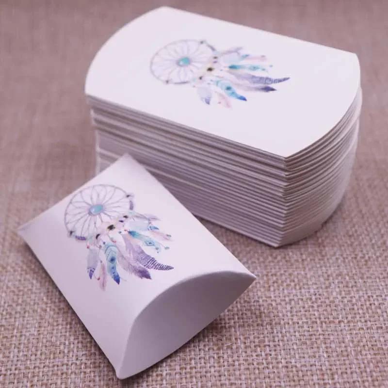 50pcs Marble Style Box Anniversary Gift Box Wedding Present Flamingo Design Box Paper Pillow Cardboard Jewelry Packing