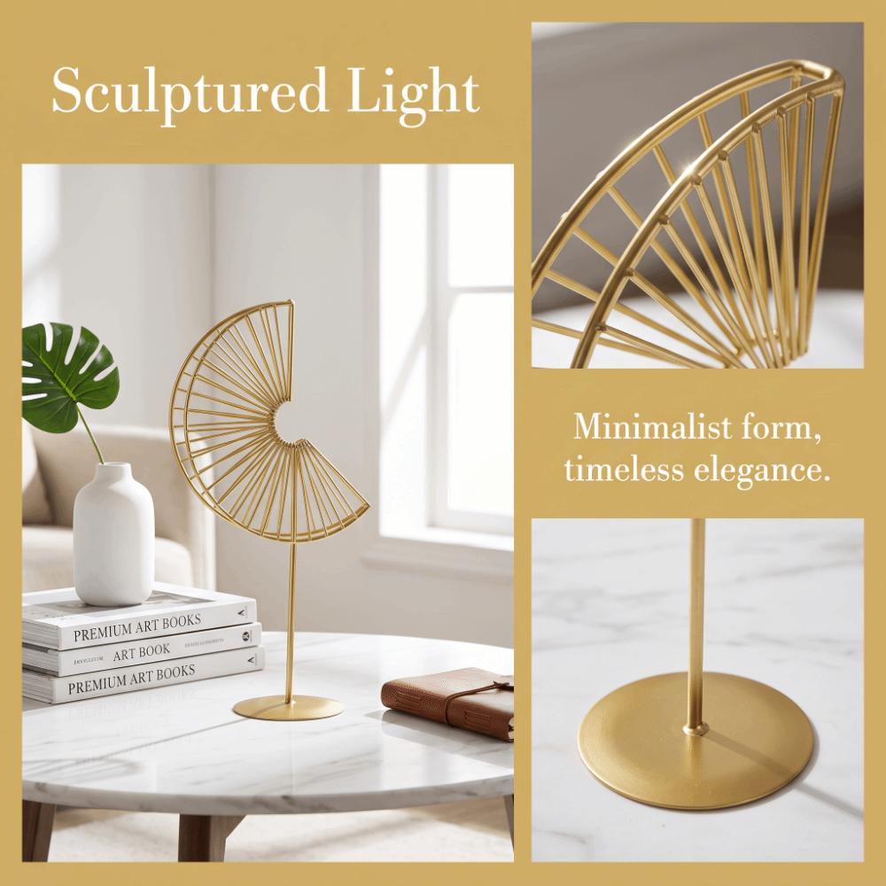 Gold Wire Woven Semicircle Iron Desk Decor Hotel Front Desk Display Ornament