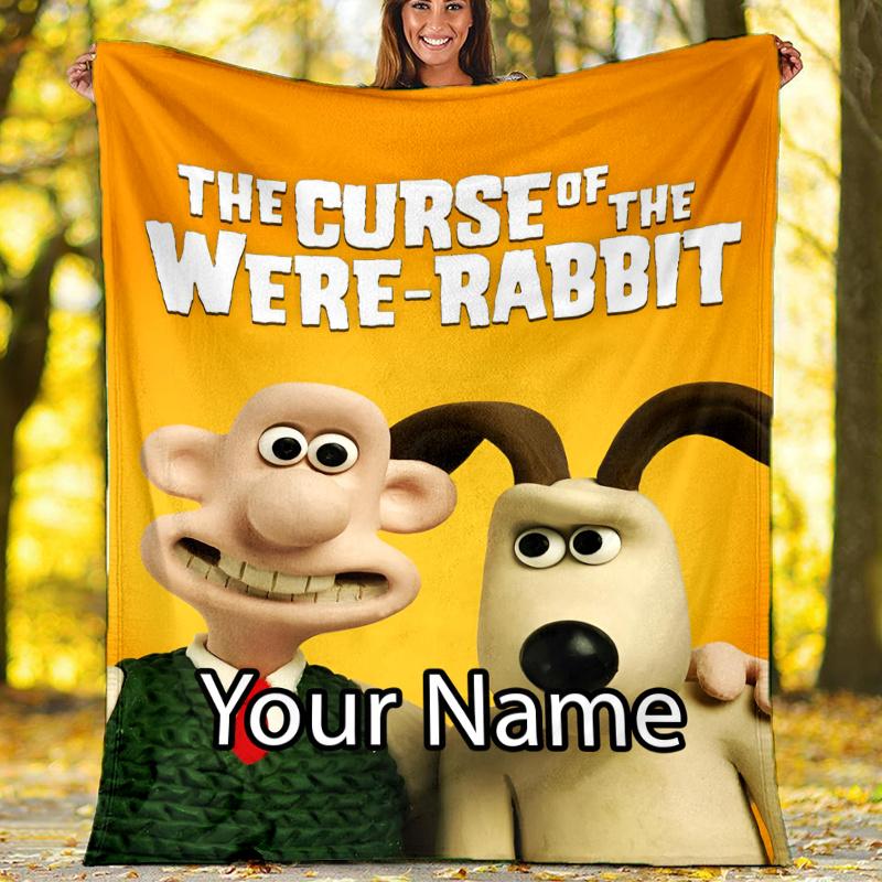 Custom Name Wallace & Gromit Theme Printed Blanket - Perfect for Couch, Bed, Travel & Outdoor Use | Machine Washable, Cozy & Durable.