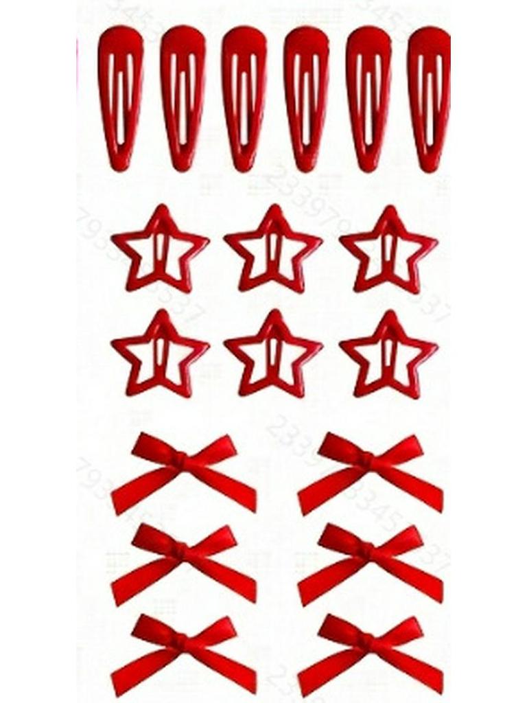 Ballet Style Ribbon Bow Duckbill Hair Clip Set – Sweet Christmas Braiding Accessories