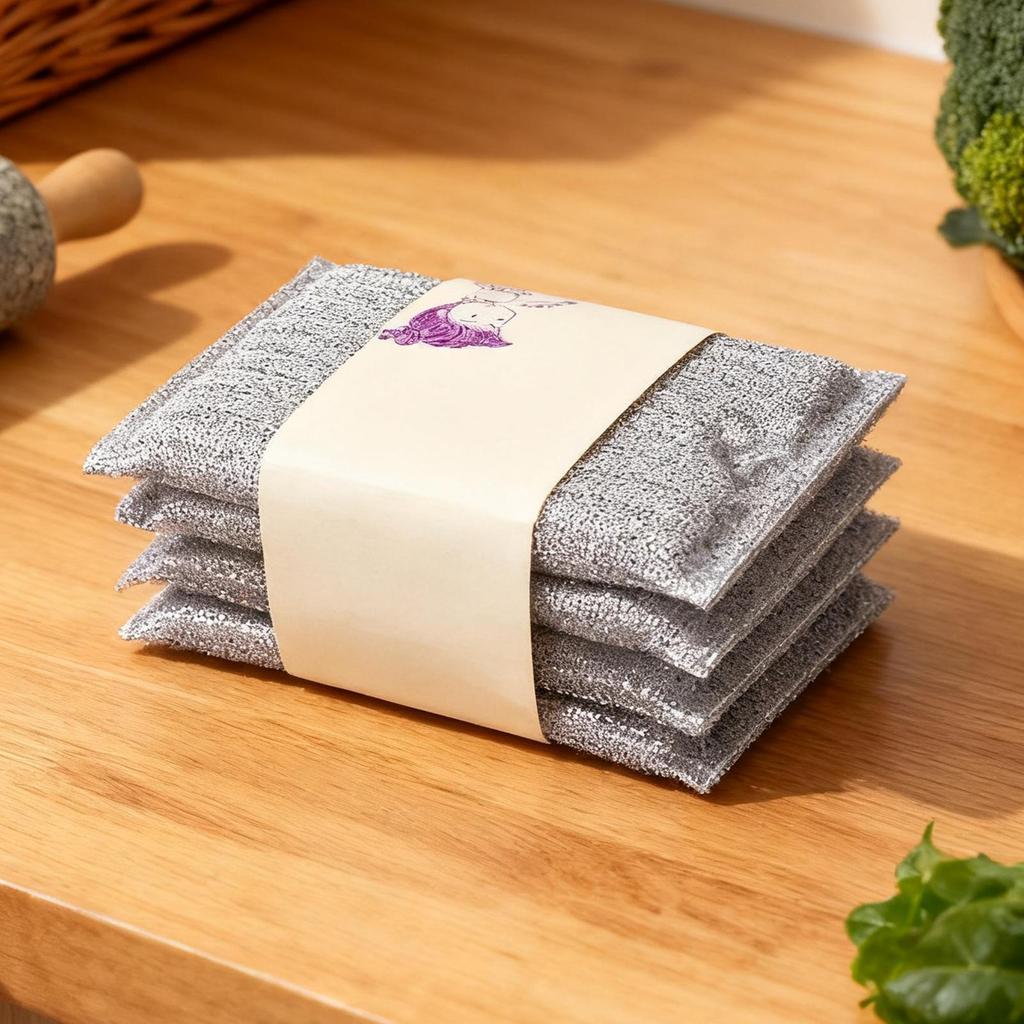 Draht-Spülschwamm 4 Stück Saugfähige Scheuerschwämme Wiederverwendbar Kratzfrei Draht-Spültuch Für Restaurant Haus Küche Herd Pfanne Topf