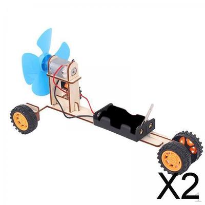 2x DIY Wooden Science Experiment Model Kit Puzzles Toys Electronic Assembly Wind Power Toy