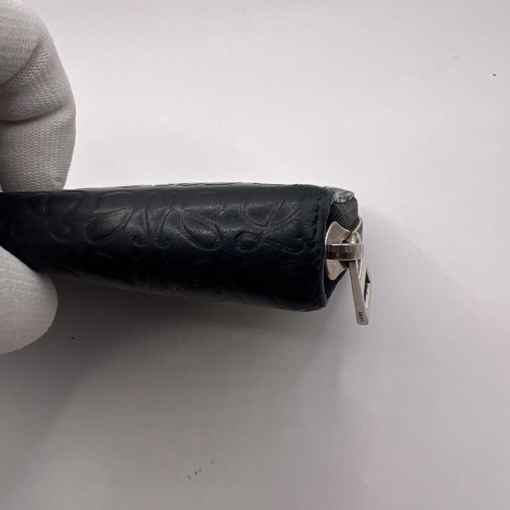 Used Popular Loewe Long Wallet Repeat Anagram Black