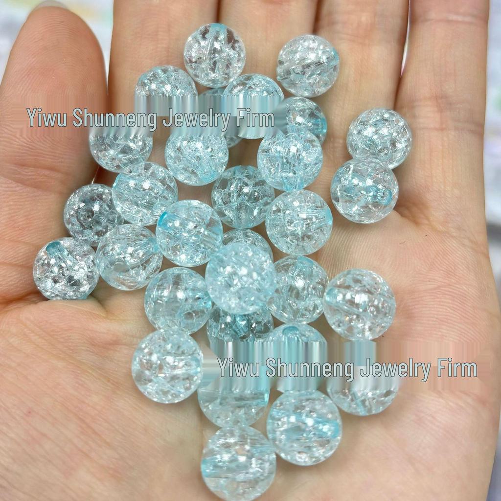 Transparent Cracked Acrylic Beads for DIY Jewelry - Round Loose Beads for Bracelets & Pendants