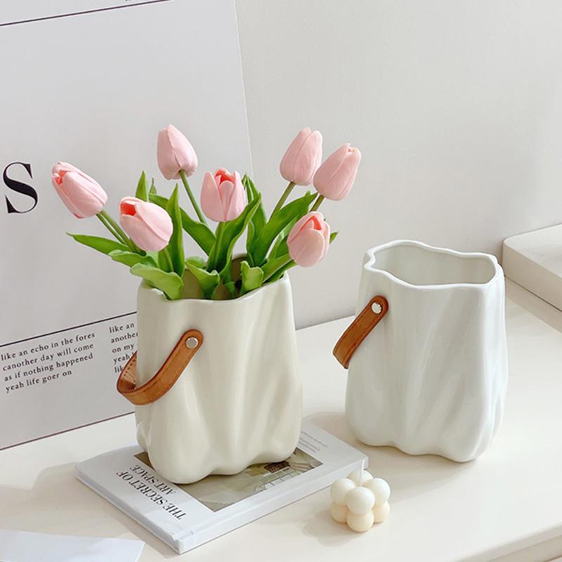 Pot de fleurs en plastique imitation céramique, Vase simple et durable pour arrangement floral, Vase hydroponique en plastique nordique, Décor de salon