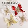Christmas Tree Glitter Decor With Faux Butterfly Ornaments For Holiday Festivities