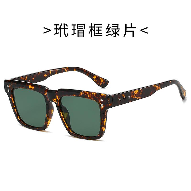 Lunettes de soleil carrées rétro personnalisées à grande face pour hommes matures, plaque texturée, protection solaire, best-seller