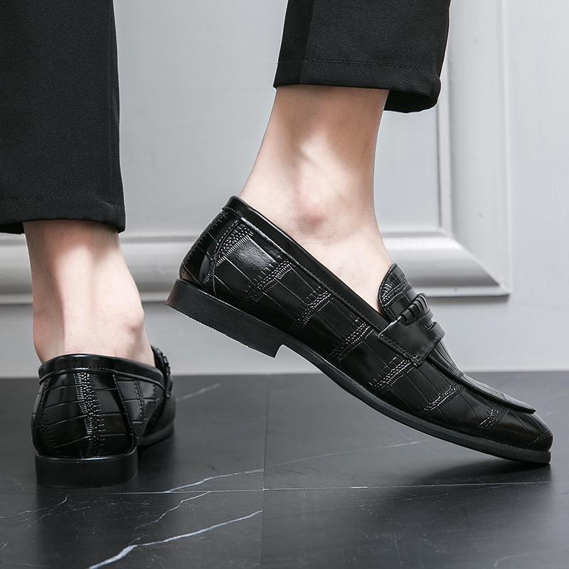 Men’s Penny Loafer Black Leahter Dress Formal Business Shoes Tuxedo Wedding Shoes Over Sized