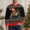 Men's Casual Pullover with Christmas Print Round Neck Long Sleeve Winter Top
