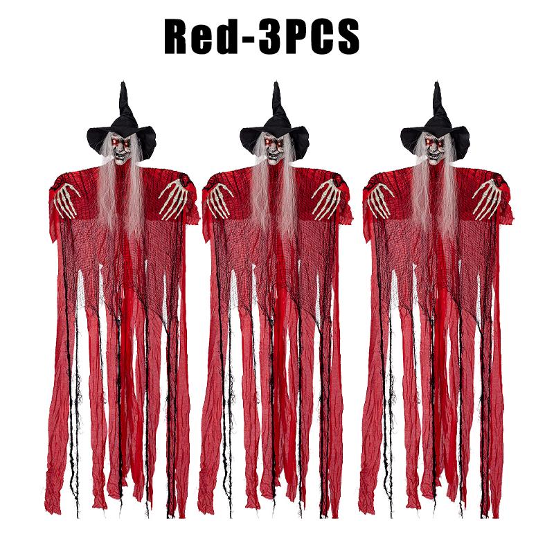 Glowing Red Witch Specter Voice Activated Hanging Prop Levitation Effect Motion Sensitive LED Bar Haunt Horror Decor