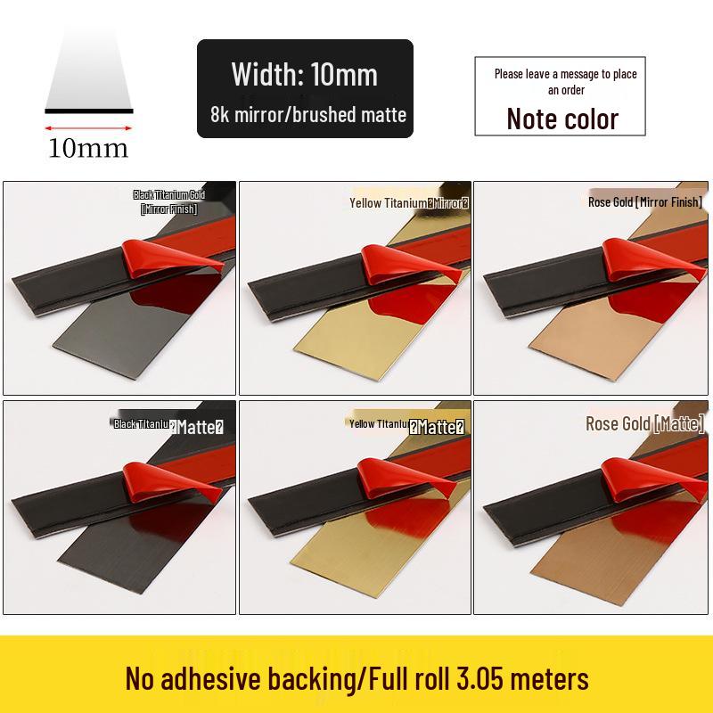 Self-Adhesive Titanium Gold Stainless Steel Trim Strip for TV Wall & Ceiling