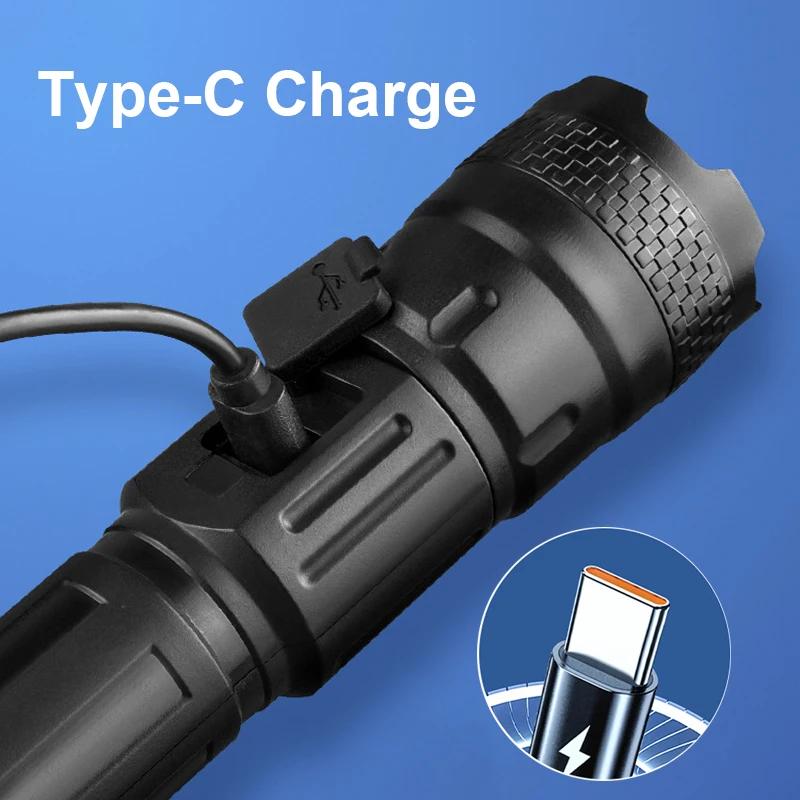 10000 Lumen Hochleistungs-Taschenlampe USB-wiederaufladbare LED-Taschenlampe Outdoor Wasserdichte Taschenlampe Fackel Angel-Laterne Campingbeleuchtung