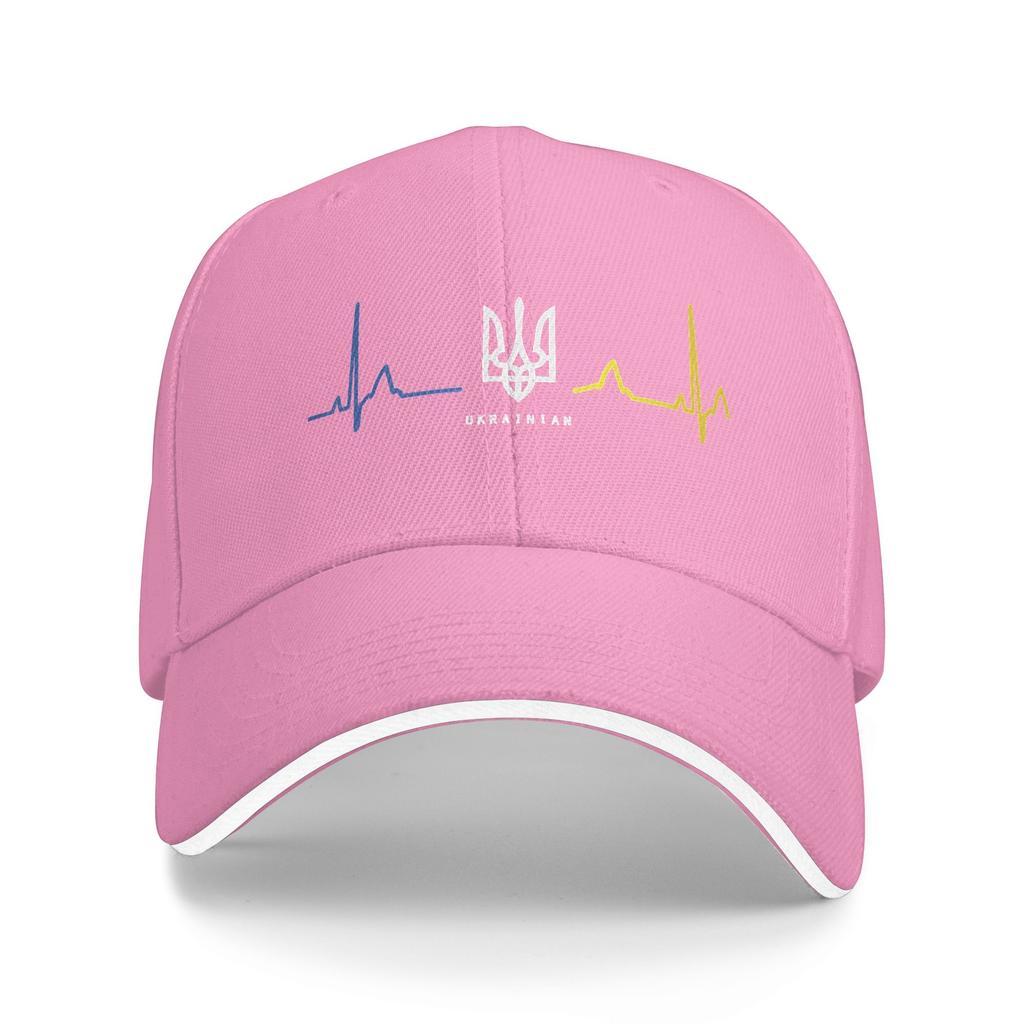 Ukrainian Tryzub Ukraine Flag Trident Zelensky Heartbeat Baseball Cap Men Hip Hop Hats Summer Fitted Retro Hunting Baseball Caps