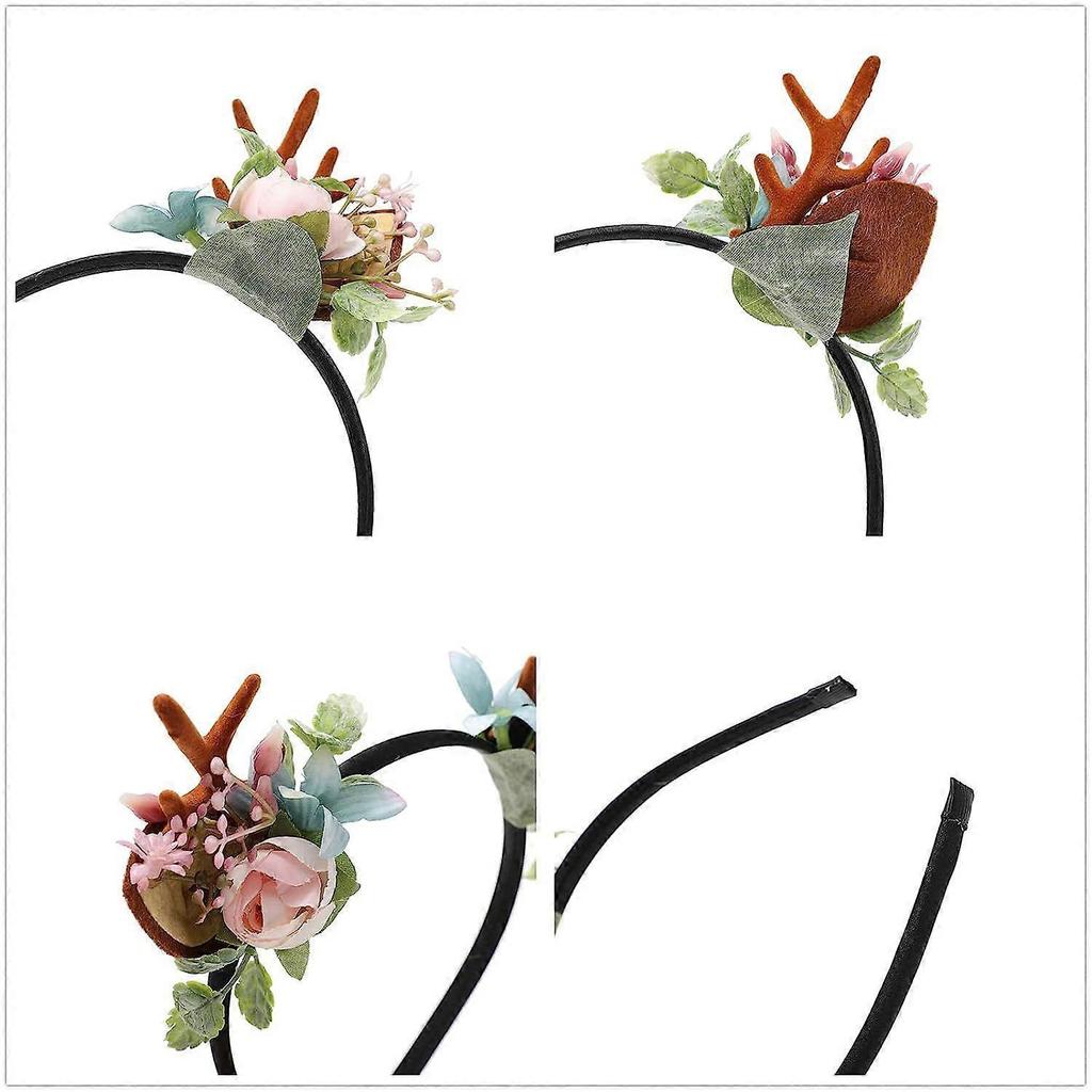 Christmas Reindeer Antlers Women Headband - Deer Xmas Hairband Antlers Hair Hoop with Ears for Ladies and Girls Christmas Thanksgiving Holiday Headwea