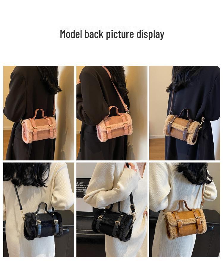 Autumn/Winter 2025 Women's Plush Shoulder Messenger Bag - Fashionable Handheld Style