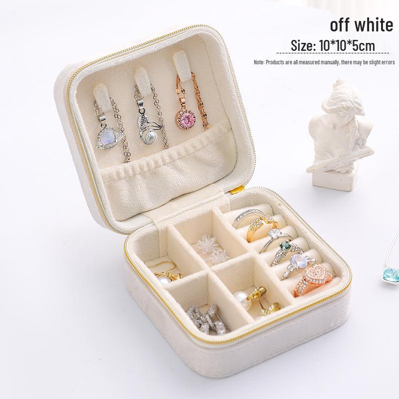 Vintage Samt Oval Schmuckaufbewahrungsbox mit Reißverschluss - Mini Tragbare High-End Verpackung