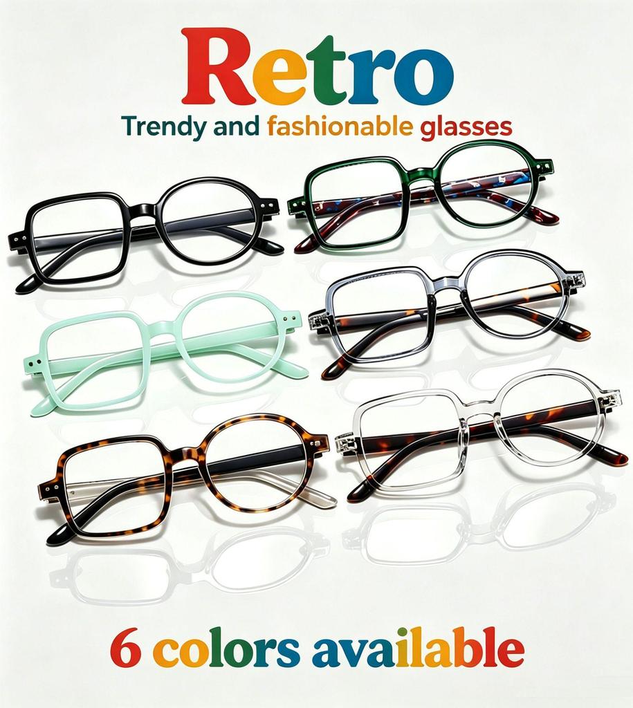 Retro Square Flat Lens Glasses - Casual & Versatile Party Fashion
