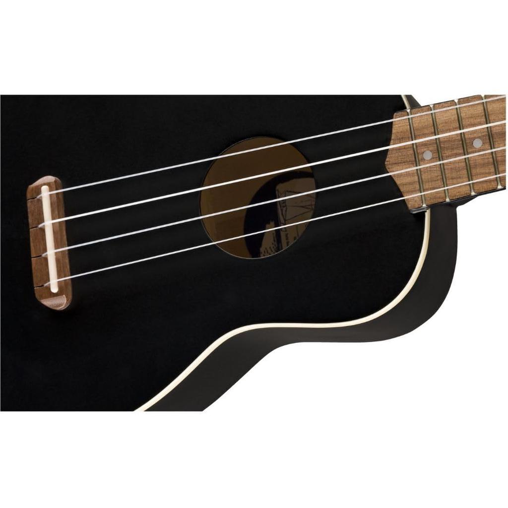 Fender Ukulele Venice Soprano Nuc Negru Husă moale inclusă Uke, Fingerboard,
