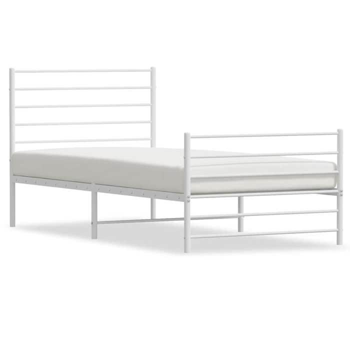 VidaXL Metal Bed Frame with Headboard-Footboard White 75x190 Cm 352376